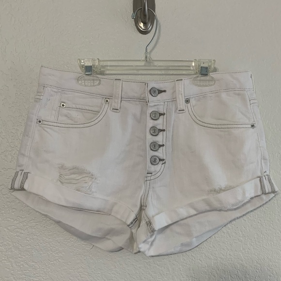 NWOT Free People We The Free Romeo Rolled Distressed Denim Shorts White - 26 - Picture 3 of 8